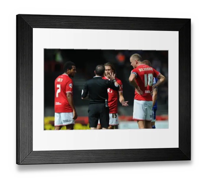 Framed Print : Bristol City's Luke Freeman Argues with Referee after Red Card vs. Brentford (150815) Framed Print : Bristol City's Luke Freeman Argues with Referee after Red Card vs. Brentford (150815)