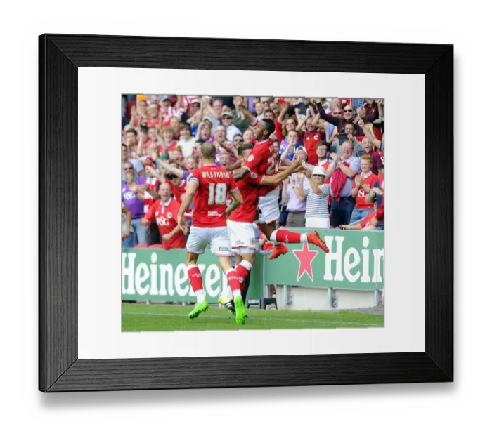 Framed Print : Jonathan Kodjia's Euphoric Goal Celebration for Bristol City vs. Brentford Framed Print : Jonathan Kodjia's Euphoric Goal Celebration for Bristol City vs. Brentford