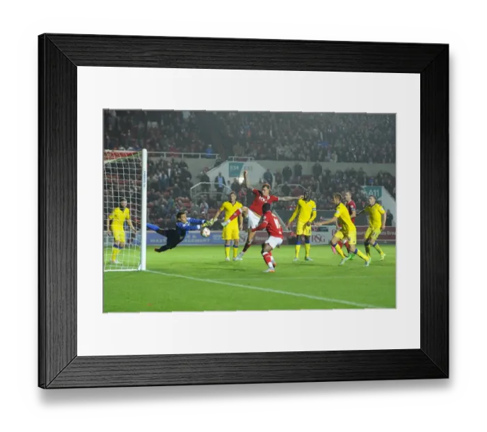 Framed Print : Last-Minute Drama: Aden Flint Scores the Equalizer for Bristol City Against Leeds United (19-08-2015)