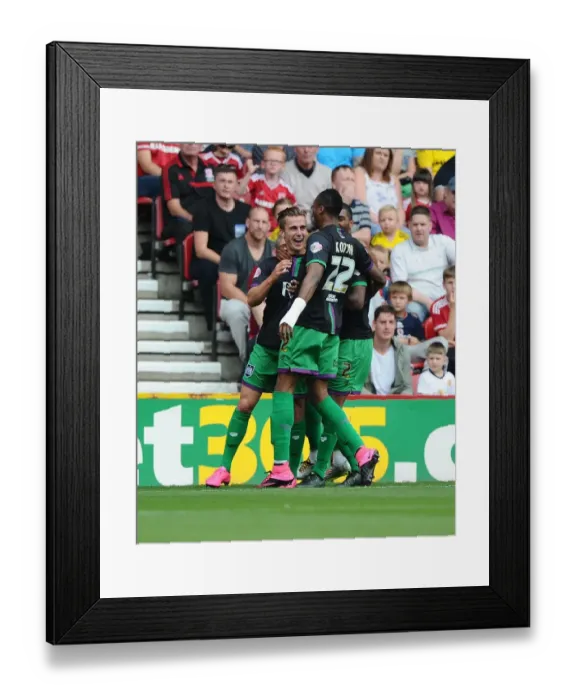 Framed Print : Bristol City's Joe Bryan Celebrates Goal Against Middlesbrough in Sky Bet Championship (22 / 08 / 2015)