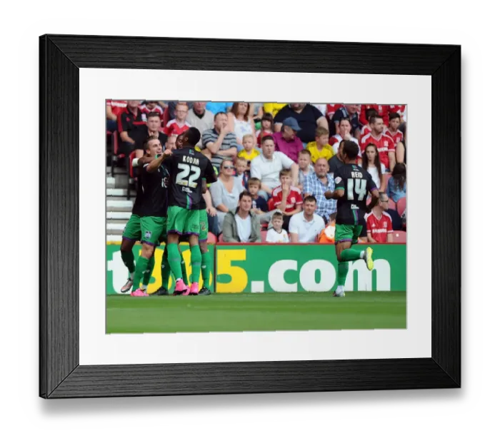 Framed Print : Bristol City's Joe Bryan Euphorically Celebrates Goal Against Middlesbrough in Sky Bet Championship Match