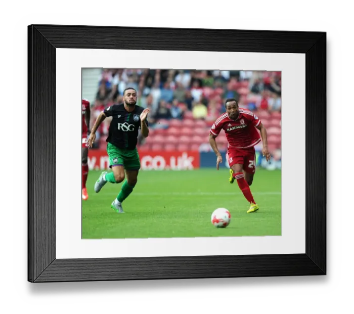 Framed Print : Race for the Ball: Derrick Williams vs Emilio Nsue in Middlesbrough vs Bristol City Championship Clash Framed Print : Race for the Ball: Derrick Williams vs Emilio Nsue in Middlesbrough vs Bristol City Championship Clash