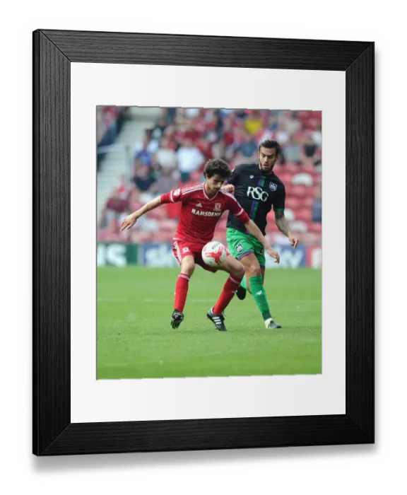 Framed Print : Marlon Pack vs Diego Fabbrini: Intense Battle for Ball Possession - Middlesbrough vs Bristol City, Sky Bet Championship Framed Print : Marlon Pack vs Diego Fabbrini: Intense Battle for Ball Possession - Middlesbrough vs Bristol City, Sky Bet Championship
