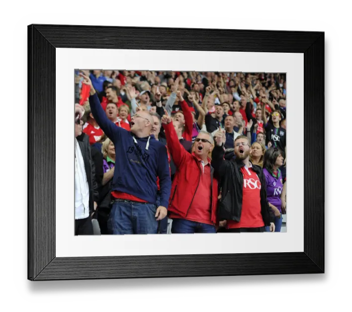 Framed Print : Bristol City Fans at St. Andrews Stadium during Birmingham City vs. Bristol City Championship Match, September 12, 2015