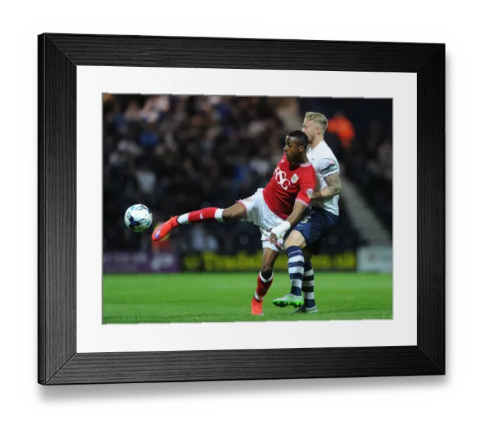 Framed Print : Bristol City's Kodjia Fends Off Preston's Clarke in Championship Clash Framed Print : Bristol City's Kodjia Fends Off Preston's Clarke in Championship Clash