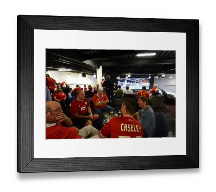 Framed Print : Sea of Bristol City Supporters at Sports Bar and Grill during Bristol City vs Reading Match, Ashton Gate, 2015