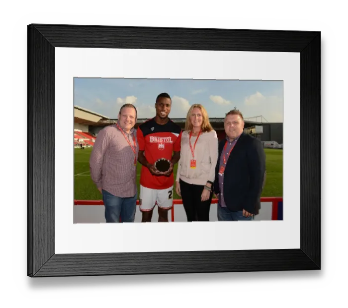 Framed Print : Bristol City FC: Dougie Allward's Image of Man of the Match Presentation vs. Reading (2015)