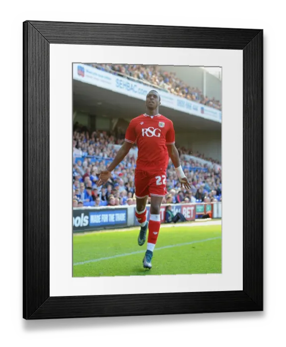 Framed Print : Jonathan Kodjia's Goal: Bristol City Leads 1-2 over Ipswich Town, Championship 2015