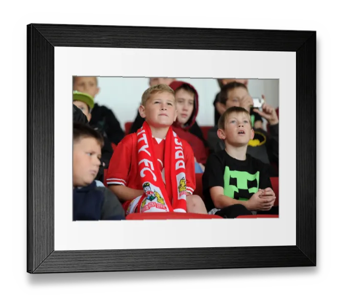 Framed Print : Intense Moment: Bristol City Fans Focused on Championship Match Against MK Dons, Ashton Gate, 2015