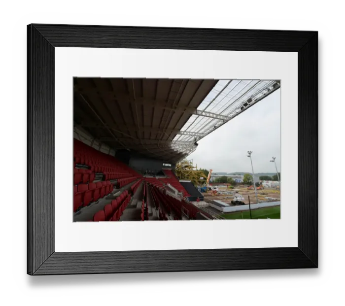Framed Print : Bristol City's Ashton Gate Stadium: West Stand Development Amidst Sky Bet Championship Match