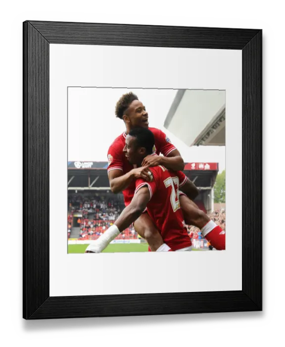 Framed Print : Bristol City's Kodjia and Reid Celebrate Goal Against MK Dons, Sky Bet Championship 2015 Framed Print : Bristol City's Kodjia and Reid Celebrate Goal Against MK Dons, Sky Bet Championship 2015
