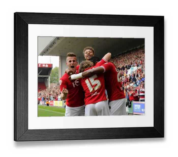 Framed Print : Bristol City's Unstoppable Goal Scorers: Kodjia, Reid, Freeman, Bryan Celebrate in Style (Sky Bet Championship: Bristol City vs MK Dons) Framed Print : Bristol City's Unstoppable Goal Scorers: Kodjia, Reid, Freeman, Bryan Celebrate in Style (Sky Bet Championship: Bristol City vs MK Dons)