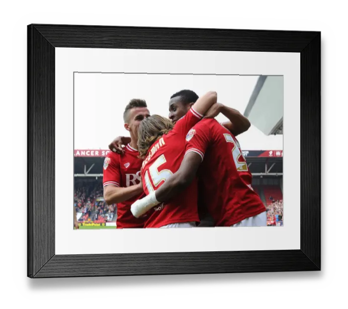 Framed Print : Unstoppable Quartet: Kodjia, Reid, Freeman, Bryan Celebrate Championship Win with Goals for Bristol City Framed Print : Unstoppable Quartet: Kodjia, Reid, Freeman, Bryan Celebrate Championship Win with Goals for Bristol City
