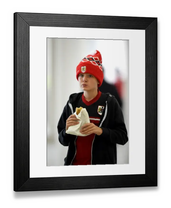 Framed Print : Fan Relishes a Pasty at Ashton Gate: Bristol City vs MK Dons, Sky Bet Championship Framed Print : Fan Relishes a Pasty at Ashton Gate: Bristol City vs MK Dons, Sky Bet Championship