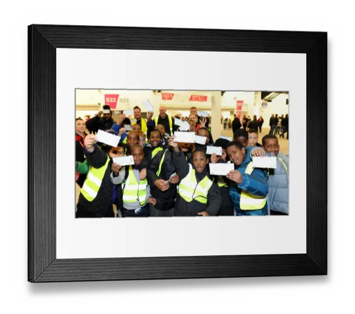 Framed Print : Students from Easton CE Academy Hold Match Day Tickets for Bristol City vs. Nottingham Forest (16th October 2015)