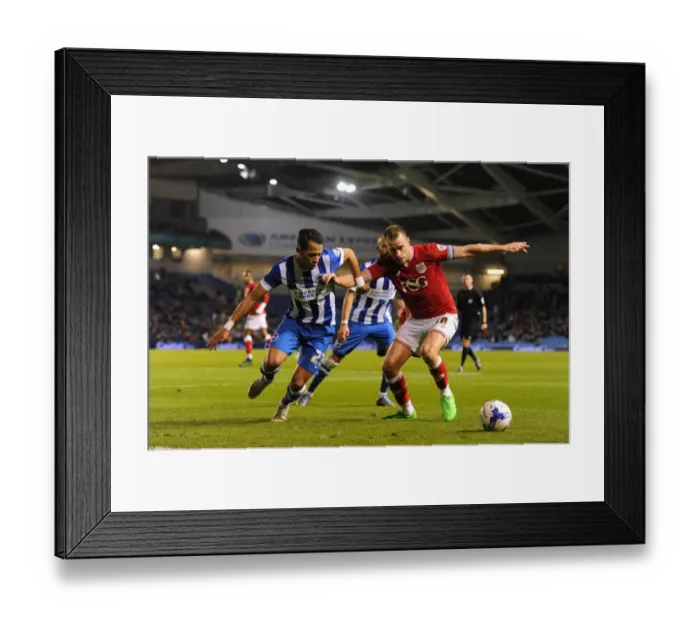 Framed Print : Aaron Wilbraham Faces Off Against Liam Rosenior: Brighton vs. Bristol City Championship Clash, 2015 Framed Print : Aaron Wilbraham Faces Off Against Liam Rosenior: Brighton vs. Bristol City Championship Clash, 2015