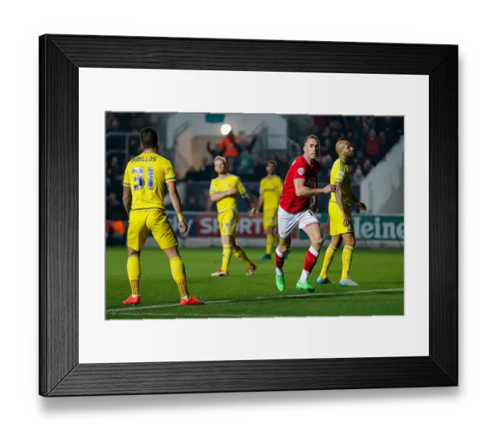 Framed Print : Aaron Wilbraham's Double: Bristol City's Victory Over Nottingham Forest at Ashton Gate Stadium, 2015 Framed Print : Aaron Wilbraham's Double: Bristol City's Victory Over Nottingham Forest at Ashton Gate Stadium, 2015