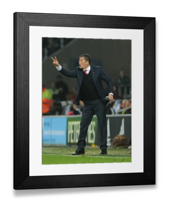 Framed Print : Steve Cotterill Leads Bristol City at Cardiff City Stadium (October 2015)