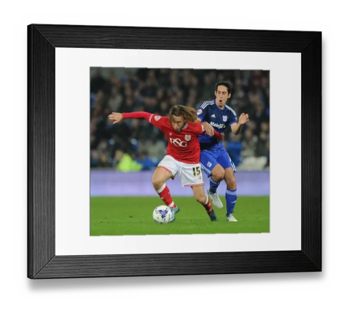Framed Print : Bristol City's Luke Freeman Battles with Peter Whittingham of Cardiff City during Sky Bet Championship Match Framed Print : Bristol City's Luke Freeman Battles with Peter Whittingham of Cardiff City during Sky Bet Championship Match