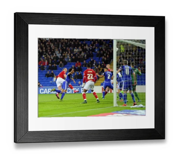 Framed Print : Bristol City's Luke Ayling Heads Just Over: Cardiff City vs. Bristol City, 2015
