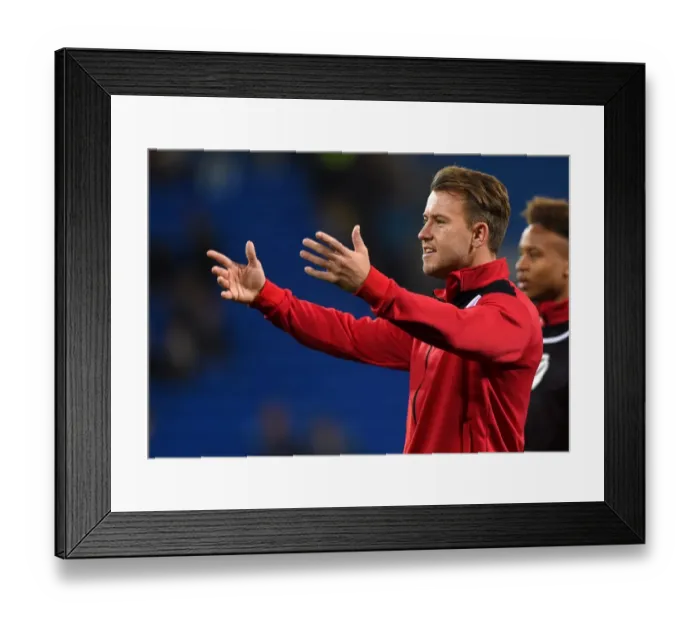 Framed Print : Bristol City's Simon Cox Faces Off Against Cardiff City in Sky Bet Championship Match