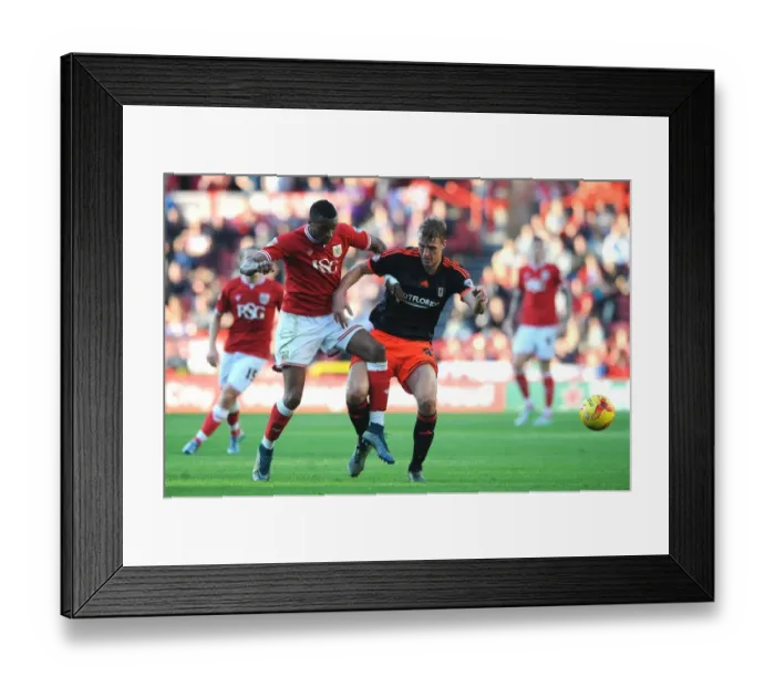 Framed Print : Bristol City vs Fulham: Intense Battle for the Ball between Kodjia and Burn Framed Print : Bristol City vs Fulham: Intense Battle for the Ball between Kodjia and Burn