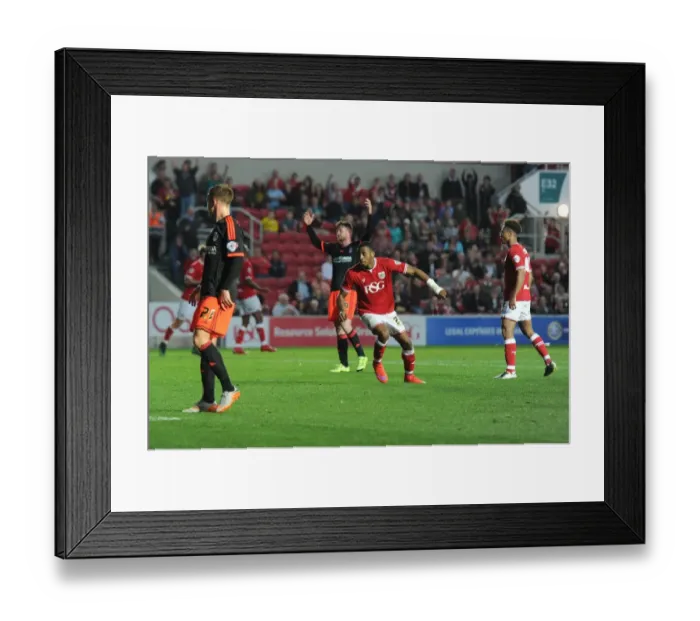 Framed Print : Bristol City's Jonathan Kodjia Scores the Winning Goal Against Fulham in Sky Bet Championship Match Framed Print : Bristol City's Jonathan Kodjia Scores the Winning Goal Against Fulham in Sky Bet Championship Match