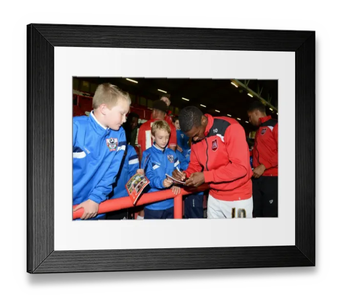 Framed Print : Bristol City's Kieran Agard Signing Autographs at Ashton Gate after Bristol City vs Fulham Match Framed Print : Bristol City's Kieran Agard Signing Autographs at Ashton Gate after Bristol City vs Fulham Match