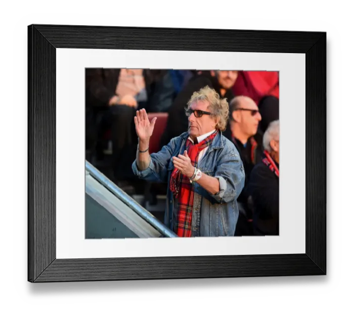 Framed Print : Rod Stewart Waves to Fulham Fans at Ashton Gate Stadium during Bristol City vs Fulham Match Framed Print : Rod Stewart Waves to Fulham Fans at Ashton Gate Stadium during Bristol City vs Fulham Match