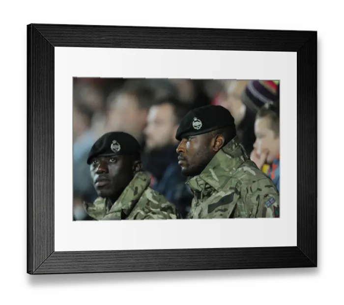 Framed Print : Military Personnel Honor Bristol City vs. Wolves Football Match at Ashton Gate, 2015