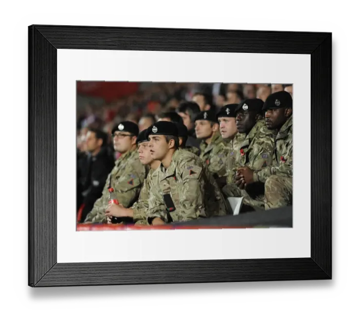 Framed Print : Military Personnel Attend Bristol City vs. Wolves Match at Ashton Gate, 2015 Framed Print : Military Personnel Attend Bristol City vs. Wolves Match at Ashton Gate, 2015
