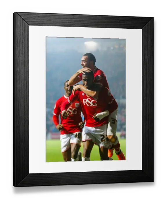 Framed Print : Bristol City Takes 1-0 Lead Over Wolves: Kodjia's Goal Before Half Time