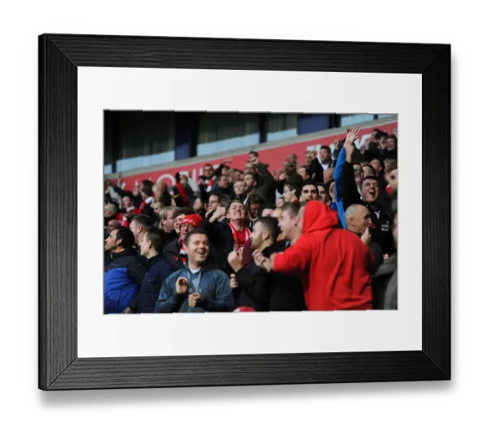 Framed Print : Bristol City's Frank Fielding Saves Penalty: Euphoric Fans at Macron Stadium