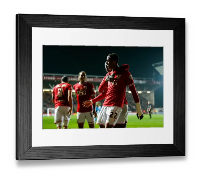 Framed Print : Bristol City Takes 1-0 Half-Time Lead Over Wolves: Kodjia's Stunning Goal