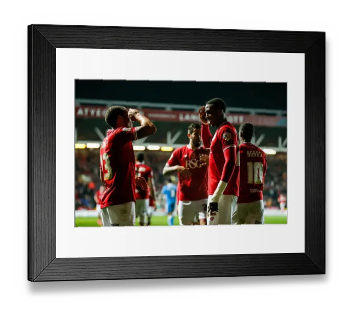 Framed Print : Bristol City's Jonathan Kodjia Scores Dramatic Half-Time Goal Against Wolves Framed Print : Bristol City's Jonathan Kodjia Scores Dramatic Half-Time Goal Against Wolves