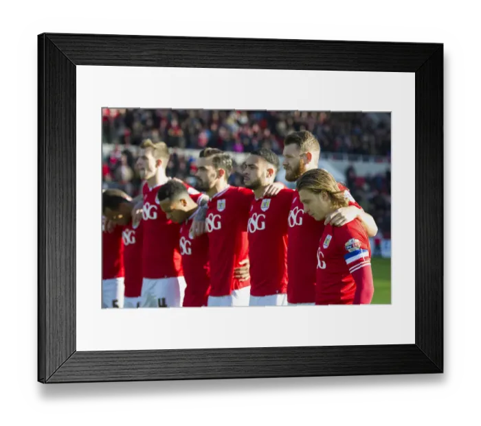 Framed Print : Bristol City Honors Paris Attacks Victims in Minutes Silence vs. Hull City
