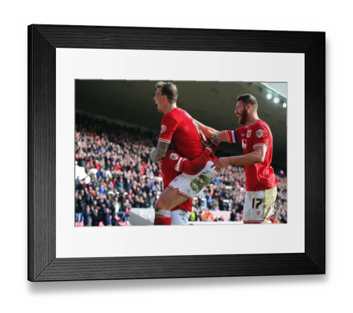 Framed Print : Bristol City Celebrate: Agard's Goal vs Hull City (2015) Framed Print : Bristol City Celebrate: Agard's Goal vs Hull City (2015)