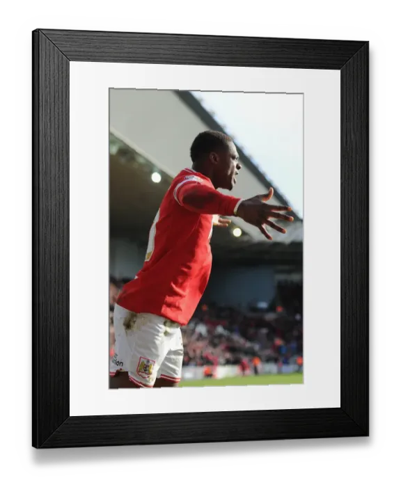Framed Print : Bristol City's Kieran Agard Scores and Celebrates Against Hull City in Sky Bet Championship Match Framed Print : Bristol City's Kieran Agard Scores and Celebrates Against Hull City in Sky Bet Championship Match
