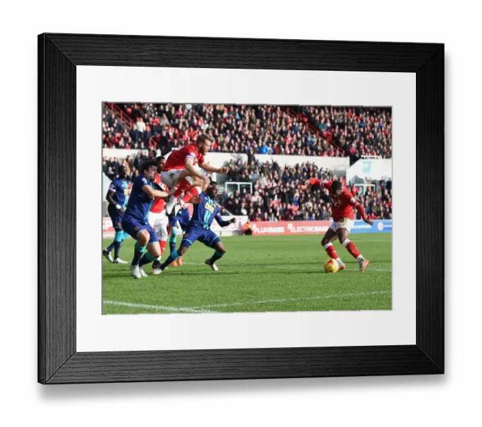 Framed Print : Kieran Agard Scores Dramatic Goal Past Nathan Baker in Bristol City vs Hull City Match, 2015
