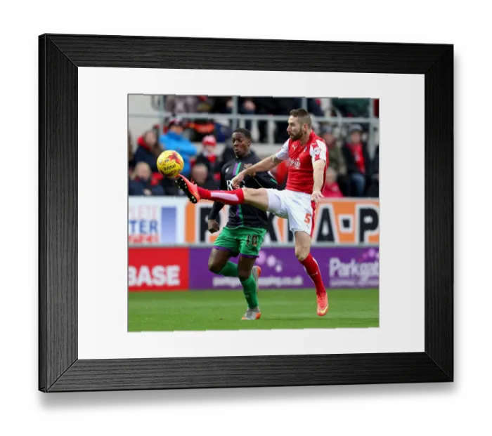 Framed Print : Kieran Agard vs Kirk Broadfoot Clash: Rotherham United vs Bristol City, Sky Bet Championship, 2015