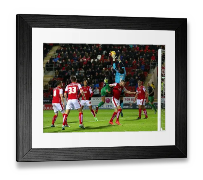Framed Print : Maron Pack of Bristol City Challenging Lee Camp of Rotherham United - Sky Bet Championship Clash Framed Print : Maron Pack of Bristol City Challenging Lee Camp of Rotherham United - Sky Bet Championship Clash