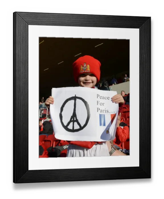 Framed Print : Bristol City Fan Honors Paris with Peace Sign at Ashton Gate during Bristol City vs Hull City Match, 2015 Framed Print : Bristol City Fan Honors Paris with Peace Sign at Ashton Gate during Bristol City vs Hull City Match, 2015