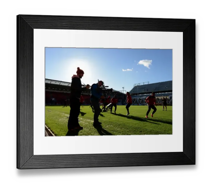 Framed Print : Bristol City Players Prepare for Hull City Clash during Warm-Up Session - November 2015
