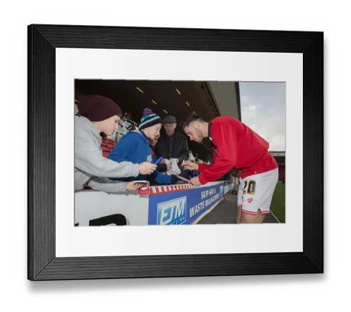 Framed Print : Bristol City's Wes Burns Signs Autographs at Ashton Gate after Bristol City v Blackburn Rovers Match
