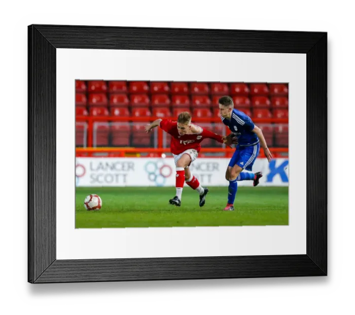 Framed Print : Clash at Ashton Gate: Harvey Moss vs. Cameron Coxe in FA Youth Cup Action