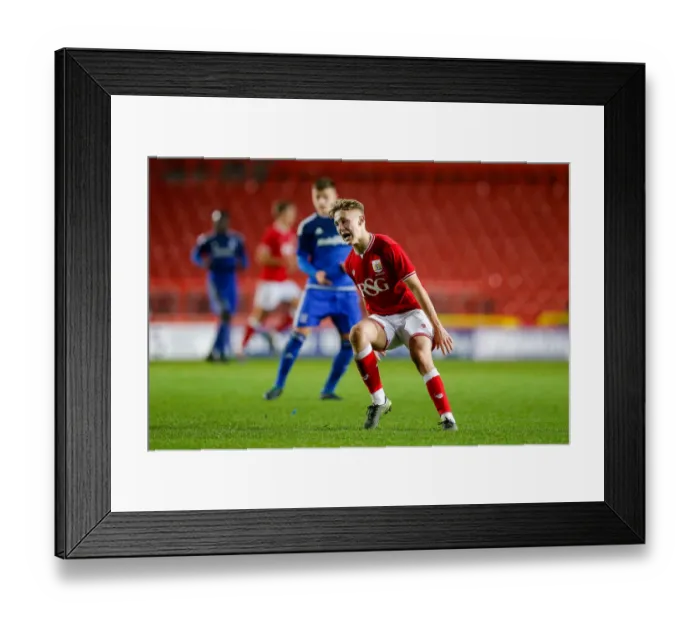 Framed Print : Frustration on Jake Andrews Face: A Pivotal Moment in the FA Youth Cup Match between Bristol City U18 and Cardiff City U18 Framed Print : Frustration on Jake Andrews Face: A Pivotal Moment in the FA Youth Cup Match between Bristol City U18 and Cardiff City U18