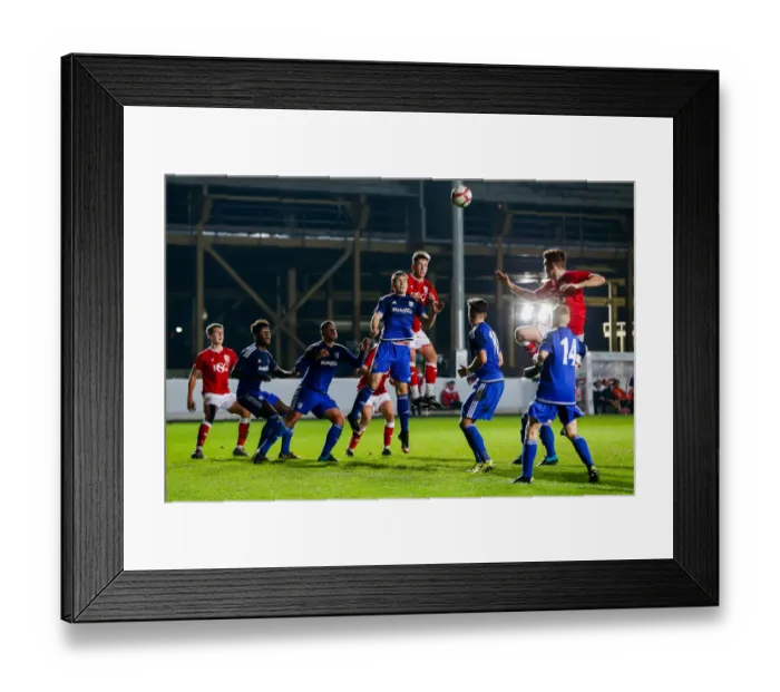 Framed Print : Harvey Moss Fights for Control at a Corner: FA Youth Cup Third Round, Bristol City U18 vs Cardiff City U18 Framed Print : Harvey Moss Fights for Control at a Corner: FA Youth Cup Third Round, Bristol City U18 vs Cardiff City U18