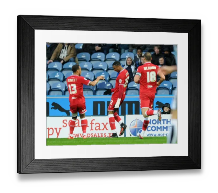Framed Print : Jonathan Kodjia's Euphoric Goal Celebration: Huddersfield Town vs. Bristol City, Sky Bet Championship (December 12, 2015)