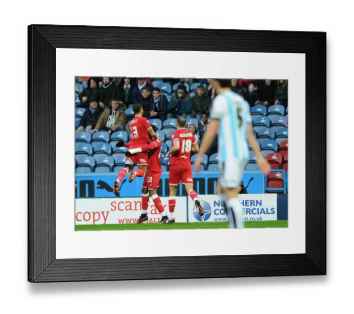Framed Print : Jonathan Kodjia's Thrilling Goal Celebration: Huddersfield vs. Bristol City, Sky Bet Championship (December 12, 2015)