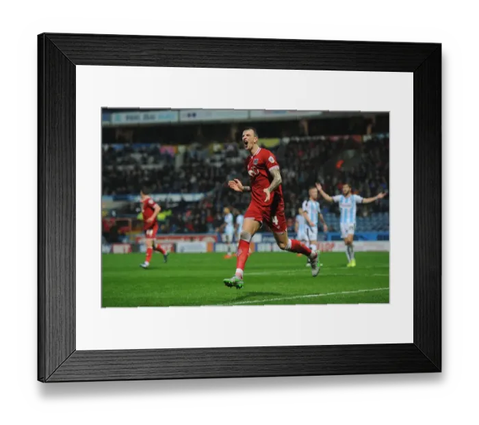 Framed Print : Aden Flint's Euphoric Goal: Huddersfield Town vs. Bristol City, Sky Bet Championship (December 12, 2015)